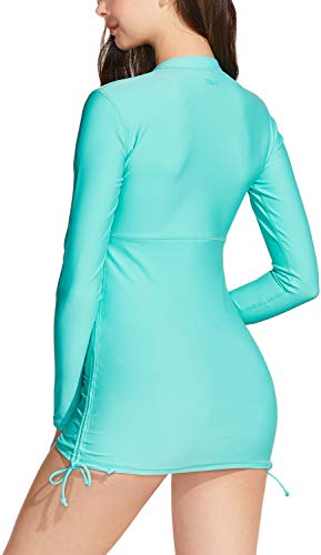TSLA Women's Half-Zip Front Rash Guard, UPF 50+ Side Adjustable Long Sleeve Swim Shirts2