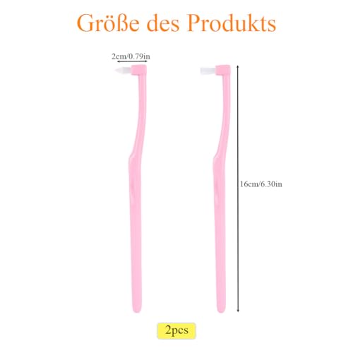 2 Büschelzahnbürsten, Büschelzahnbürste Brush, 1 Flache Büschelzahnbürste, 1 Spitze Büschelzahnbürste, Interdentalbürste Für Kieferorthopädische Zahnspangen Und Brückenreinigung (Rosa, 16cm*2cm)