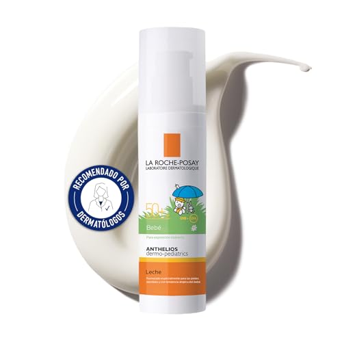 La Roche Posay Leche Solar para Bebé, Protector Solar con SPF50+, Previene el Estrés Oxidativo y la Aparición de Manchas, Resistente al Agua, al Sudor y a la Arena, Anthelios Dermo-Pediatría, 50 ml
