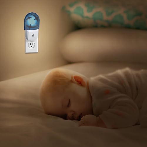Image of Night Light,Floating Sharks Night Lights Plug Into Wall Bedroom Bathroom Kitchen Hallway Stairs Hallway,Energy Efficient Decor Desk Lamp Gifts