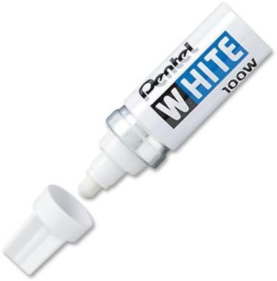 2 marcadores permanentes Pentel (100 W), color blanco, punta ancha, 1 paquete