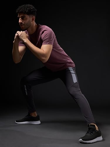 Image of TECHNOSPORT Men's Slim Fit Mid Rise Solid Trackpant with Techno Dry for Gym, Workout & Sports