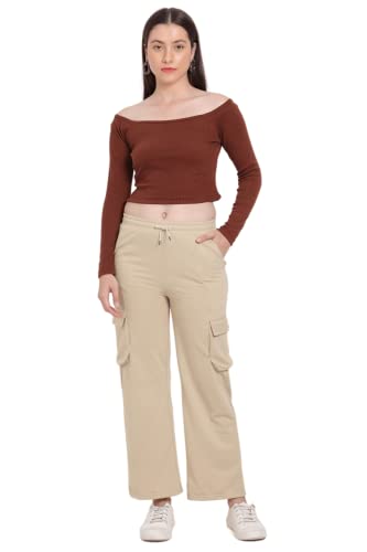 Image of Women's Cotton Fabric Stylish Cargo Pocket Lower /Sweatpants