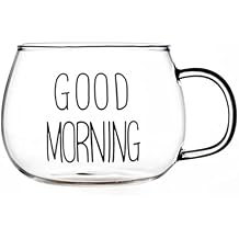 Coffee Mug Letter Printed Transparent Creative Glass Coffee Tea Drinks Dessert Breakfast Milk Cup Glass Mugs Handle Drinkware Mug Color Noir