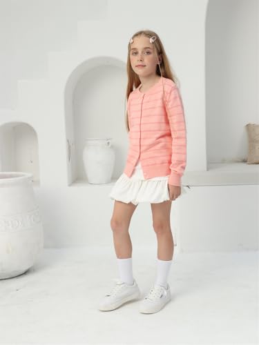 Girls Striped Cardigan Sweater 9-10 Years Girls Striped Knit Cardigan Children Long Sleeve Cardigan Sweaters Cute for School, Pink4