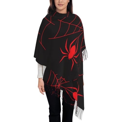 Red Spider and Spider Web Women's Scarf Pashmina Shawls and Wraps for Evening Dress Wedding Long Warm Scarves3
