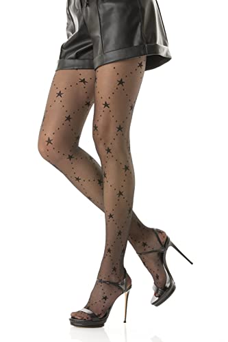 Gi&Gi Pantimedias de mujer velados fantasía de lunares y estrella en Rombi con pies invisibles 40 denier, extra comodidad, fabricado en...