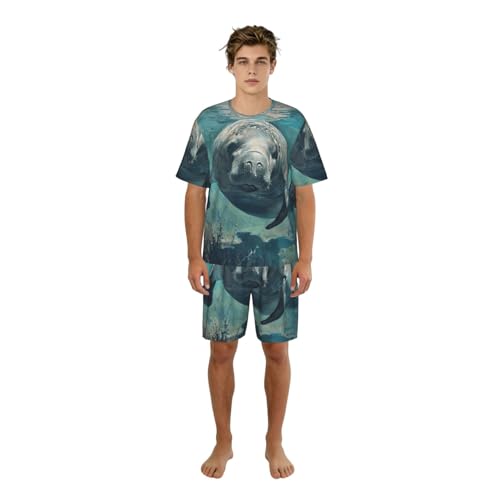 Pyjama 2 pièces homme Crazy Save Manatee ensemble de nuit léger