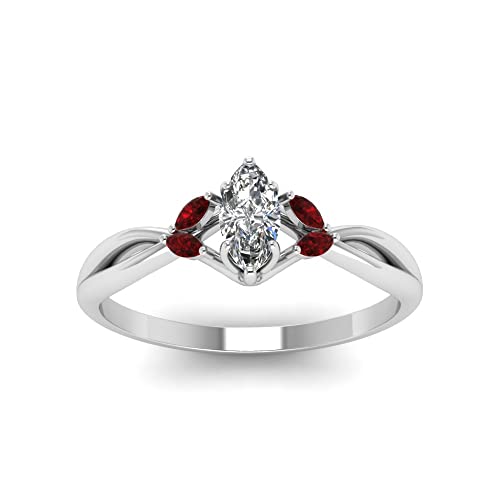 Image of Choose Your Gemstone Marquise Cut Twisted Petal Diamond CZ Ring sterling silver Marquise Shape Split Shank Engagement Ring for Women, Girls and Ladies US Size 4 to 12