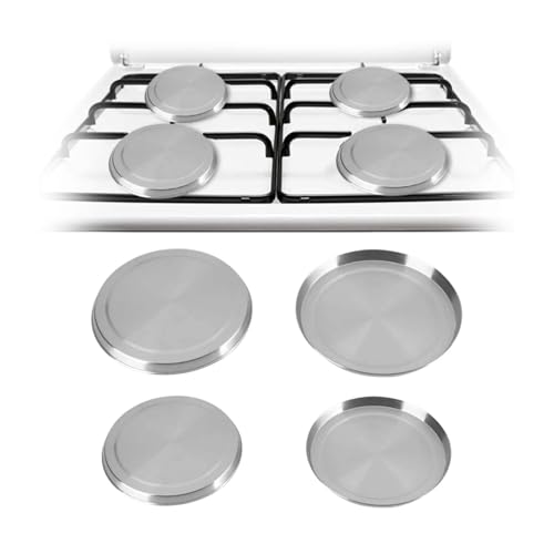 ZHYUAN 4pezzi Coperchio di Protezione in acciaio Inox,Set di coperchi per Piano Cottura,Copri piano cottura tondi,Rotonde in acciaio inox per piastre di cottura,adatti per fornelli e padelle elettrici