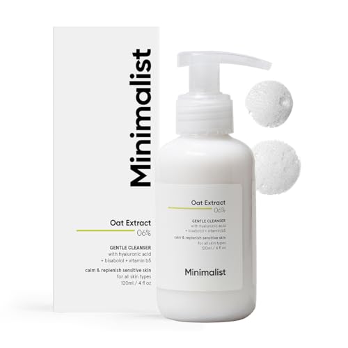 Minimalist 6% Oat Extract Gentle Face Wash for Sensitive, Dry & Dehydrated Skin | Hyaluronic Acid Provides Hydration | For Women & Men | 4 Fl Oz / 120 ml