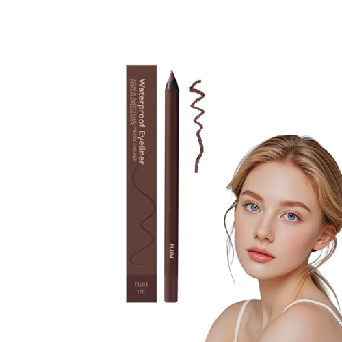 Lápiz delineador de ojos - Lápiz delineador de ojos resistente al agua y de fácil aplicación - Difuminado a prueba de roturas para la línea de agua, afilable, no se corre ni se desvanece (Ciruela)