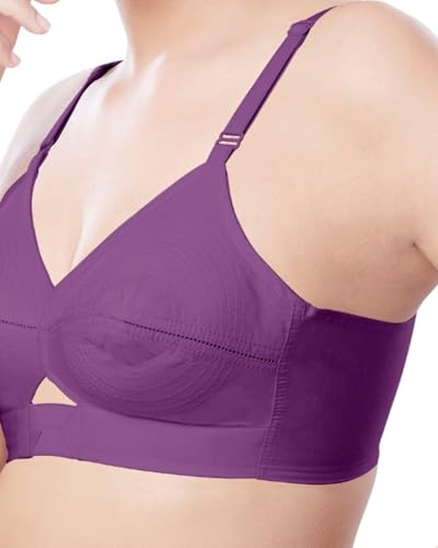 Brida Kavya Xtra Soft Cotton Round Stitch Bra for Women | Full Coverage | Non-Padded | Wireless | Double Layer Heavy Bust | Combo | Colours May Vary