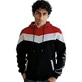 Mooncolour Mens Novelty Color Block Hoodies Cozy Sport Autumn Outwear  0163_black US Large