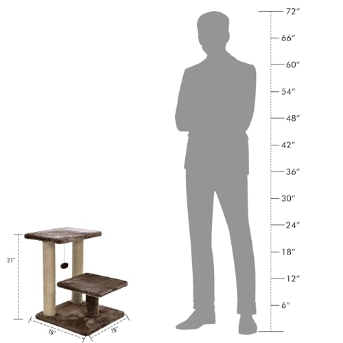 Image of Cat Tree with Multiple Levels and Scratching Posts (Brown - FUUR-17)