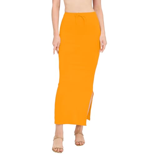 Image of DESI GIRL Cotton Lycra Stretchable Saree Shapewear Petticoat with Drawstring for Women | Fishcut Saree Petticoat with Side Slit for Easy Movement | Saree Shaper | Long inskirt