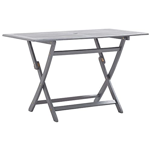 Owoxanthellate Table de jardin pliante 120 x 70 x 75 cm en bois d'acacia gris laqué - Table à manger d'extérieur résistante aux intempéries pour balcon,...