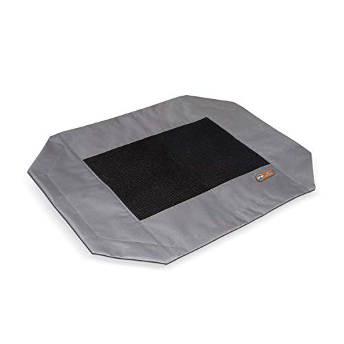 K&H Pet Products Dog Cot Replacement Cover Designed to fit K&H Medium Pet Cots (Sold Separately) Indoor Outdoor Breathable Cooling Mesh Center Machine Washable - Medium 32 X 25in Gray