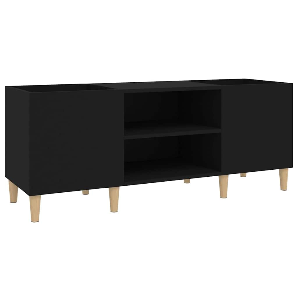 Tomostar Support pour Tourne-Disque, Porte-disques Présentoir Meuble de Rangement pour Disques Vinyles Noir 121x38x48 cm Bois d'ingénierie
