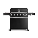 BURNHARD® Gasgrill 6-Brenner, 3,5 kW Edelstahl-Stabbrenner, Infrarot-Keramikbrenner, Heckbrenner, Seitenkochfeld, Gussrost, große Grillfläche, Piezo-Zündung – Fat FRED Deluxe