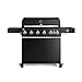 BURNHARD® Gasgrill 6-Brenner, 3,5 kW Edelstahl-Stabbrenner, Infrarot-Keramikbrenner, Heckbrenner, Seitenkochfeld, Gussrost, große Grillfläche, Piezo-Zündung – Fat FRED Deluxe