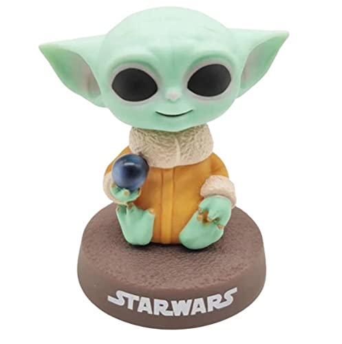 Image of AUGEN Super Hero Baby Yoda Action Figure Limited Edition Bobblehead with Mobile Holder for Car Dashboard, Office Desk & Study Table (Pack of 1)