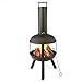 MaxxGarden - Hades Preciosa Chimenea de Jardín con Chimenea para Relajarse - Chimenea de Patio con Rejilla de Acero - Chimenea de Exterior con Póker - Estufa de Patio (Ø45 × 115 cm) Negro