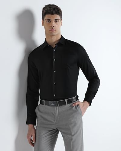 Image of Blackberrys Men Slim Fit Formal Shirt | Premium Cotton Blend | Solid Pattern| Lightweight & Breathable | Wrinkle-Resistant | Office & Business Wear