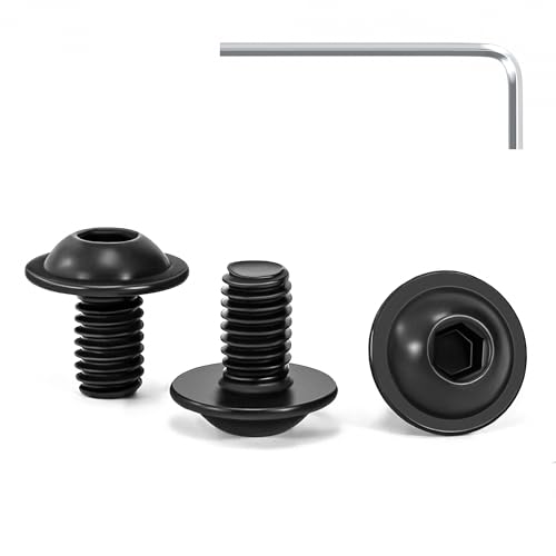 Tunejoy 30 Pièces Vis à Tête Bombée avec Bride M6 x 10 mm Noir Vis à Six Pans Creux en Acier Inoxydable A2 V2A Boulons à Tête Hexagonale avec Clé Allen Filetage Complet