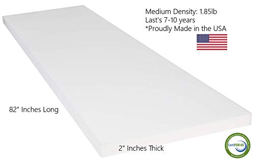 ComfortStyle Replacement Seat Cushion Upholstery Foam Pad for Sofa or Dining Chair, 2" x 24" x 82" CertiPUR-US Certified, Extra Long - Thumbnail 5
