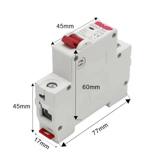 Disjoncteur miniature DZ47-63 monophasé type C 20A avec fixation rail 35mm