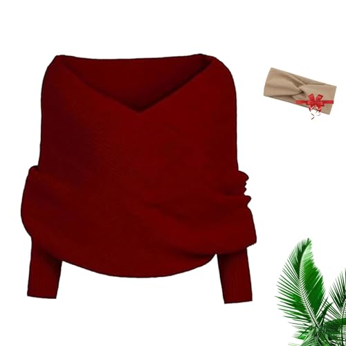 Multifunctional Scarf with Sleeves for Women, Knitted Cable Wrap Shawl, Sweater Scarf