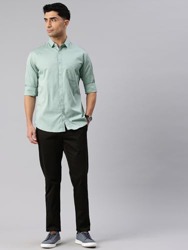 Image of Majestic Man Men's Cotton Slim Fit Solid Casual Shirt