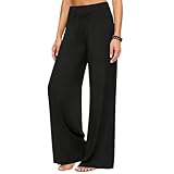 InfiniZer Womens Wide Leg Joggers, High Waisted Soft Drawstring Yoga Pants, Lightweight Lounge Straight Sweatpants for Workout & Casual (UK, Alpha, XL, Regular, Regular, Black)