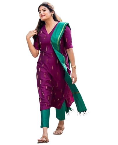 Image of ANNI Designer Women's Rayon Viscose Printed Straight Kurta with Pant and Dupatta