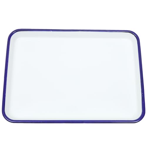 GAROZATION Bandeja para Hornear de Esmalte de Color Claro 27x19 Cm, Sartén Esmaltada Antiadherente Resistente al Desgaste para Horno, Bandeja Rectangular Adecuada para Pizza, Tartas