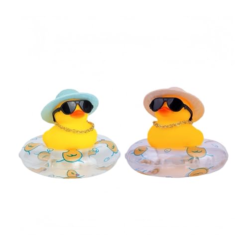 XFSRG Canard en Plastique avec Chapeau Et Lunettes De Soleil Jouet De Bain pour Enfants Canard Vibrant Éducatif Amusant Et Coloré Idéal pour Le Bain Et La Piscine (Bouée Canard D)