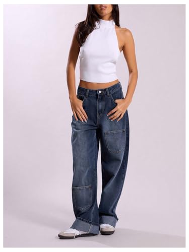 Image of MakeMeChic Women's Y2k Halter Mock Neck Top Going Out Sleeveless Backless Knit Top