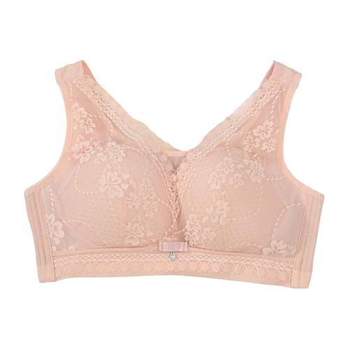 Mujer Moda Casual Sexy Adjustable Lace Wireless Bra Thin Cup Breathable Underwear Label Mark, Rosa., 100C