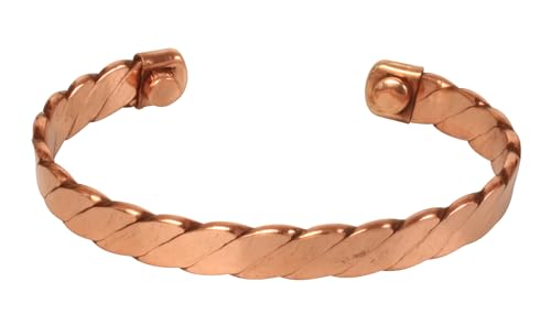 Image of Touchstone Copper Handcrafted Beautiful Braided Magnetic Hand Forged With Solid And High Gauge Braided Pattern Minimalistic Elegance Pure Copper Bracelet In Natural Tone.