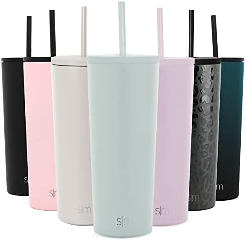 Simple Modern Insulated Tumbler with Lid and Straw | Iced Coffee Cup Reusable Stainless Steel Water Bottle Travel Mug | Spring Break Gifts For Her & Him | Classic Collection | 24oz | Sea Glass Sage