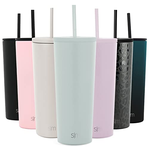 Simple Modern Insulated Tumbler With Lid And Straw | Iced Coffee Cup Reusable Stainless Steel Water Bottle Travel Mug | Spring Break Gifts For Her & Him | Classic Collection | 24Oz | Sea Glass Sage #TOP22