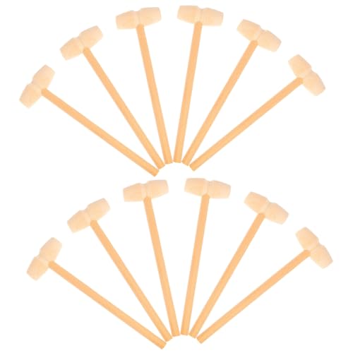 Yardwe 12pcs Boys and Girls Mallet Hammer Toy Wooden Mini Hammers for Toddlers Gavel Toy Hand Eye Coordination Development