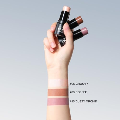 Image of FOCALLURE 3 Pcs Cream Contour Sticks,Shades with Highlighter Bronzer Blush,Non-greasy Long Lasting Face Contouring Pen,Easy to Sculpt the Face and Create a Lightweight Finishing Makeup (FAIR SKIN)