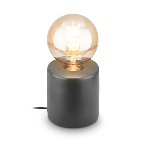 BRILONER - Tischlampe mit Kabelschalter, Keramikfuß, E27, max. 10W, Nachttischlampe, Lampe, Schreibtischlampe, Tischleuchte, Bürolampe, Leselampe...