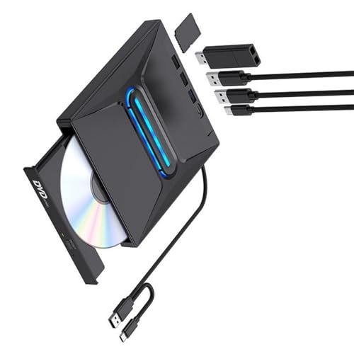 Unidad de disco externa de 7 puertos USB 3.0 tipo C, reproductor de discos compatible con múltiples sistemas de computadora portátil