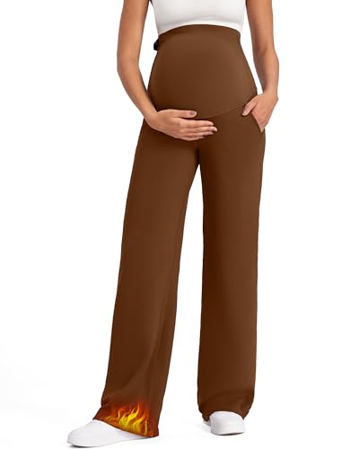  Fleece Lined Maternity Yoga Pants Winter Pregnancy Work Trousers - image 1
