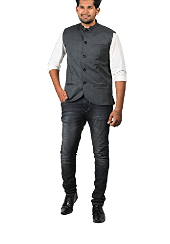 Image of PRAKASAM COTTON Men's Cotton Blend Nehru Jacket(Sleeveless wait coat)