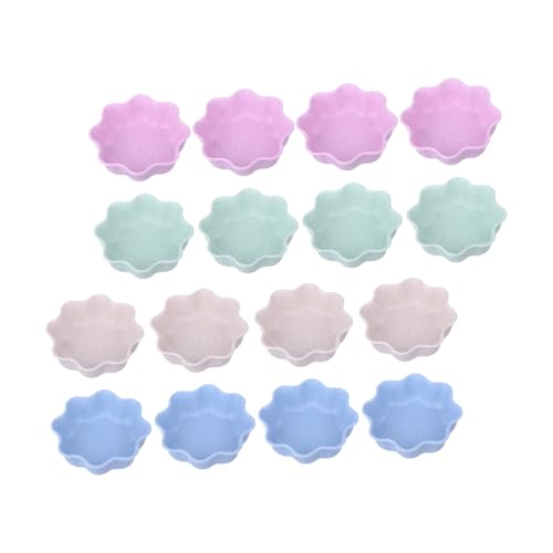 OUNONA 16pcs Flower Shape Seasoning Dish Elegant Condiment Saucer for Dipping and Snacks Household Sauce Dish for Soy Vinegar and More Housewarming Present