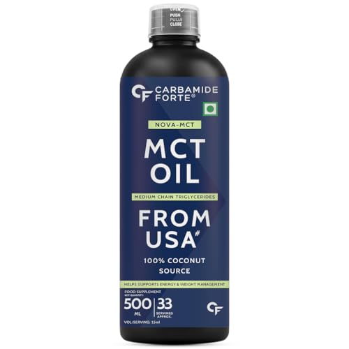 Carbamide Forte Pure MCT Oil C8 From USA | 100% Coconut Source | Keto & Paleo Friendly | Vegetarian Oil 500ml